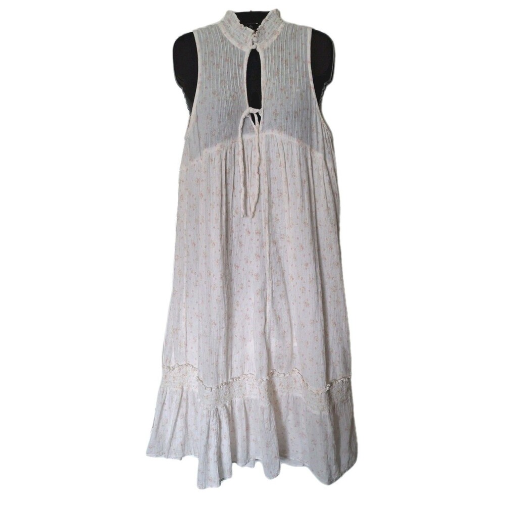 Urban Outfitters Annabelle Mock Neck Midi Dress Medium Cottagecore Shabby Chic - Picture 2 of 10